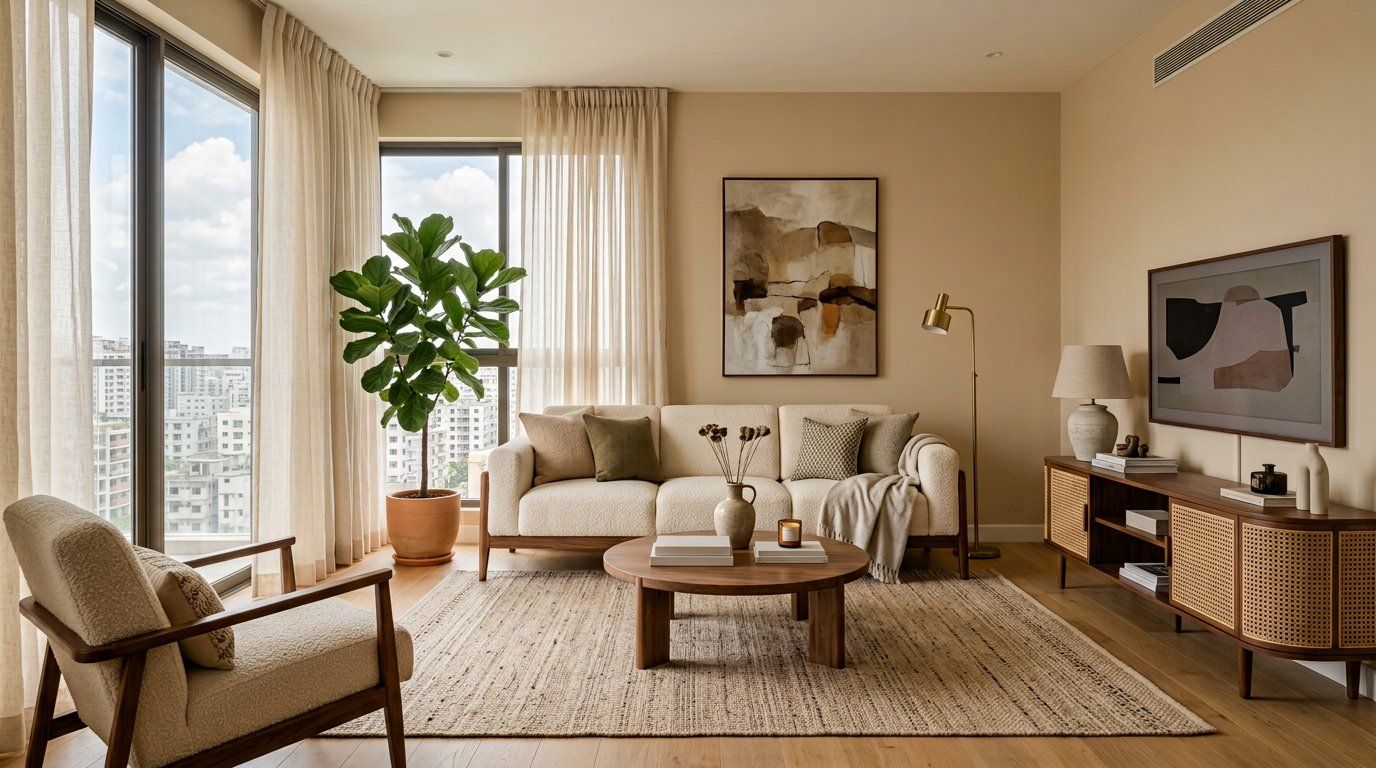 Sculptural living room furnished by Novia Living, Dhaka