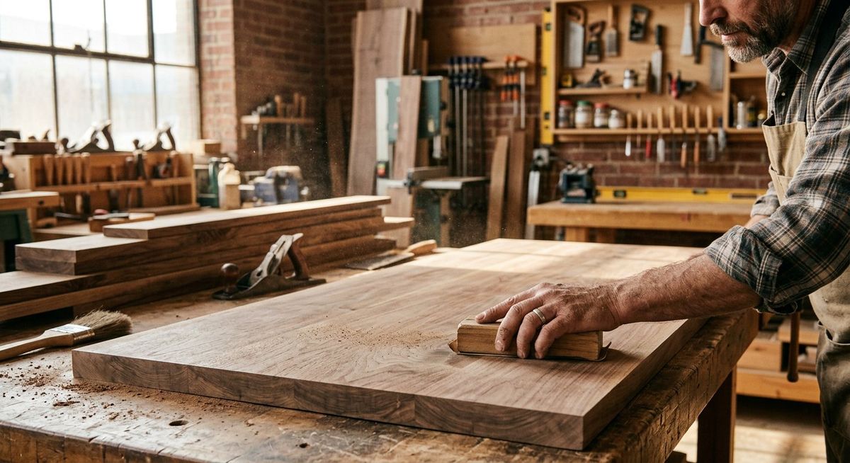 Craftsman building Novia Living furniture by hand